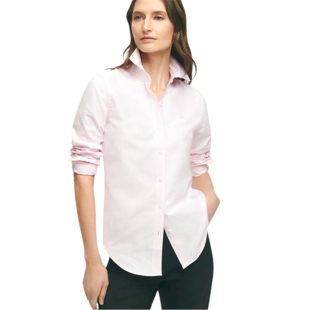 Brooks Brothers Classic-Fit Cotton Oxford Stripe Shirt Pink 0